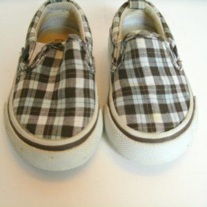 Gymboree Boys Shoes Brown Plaid Slip On Canvas Size 3
